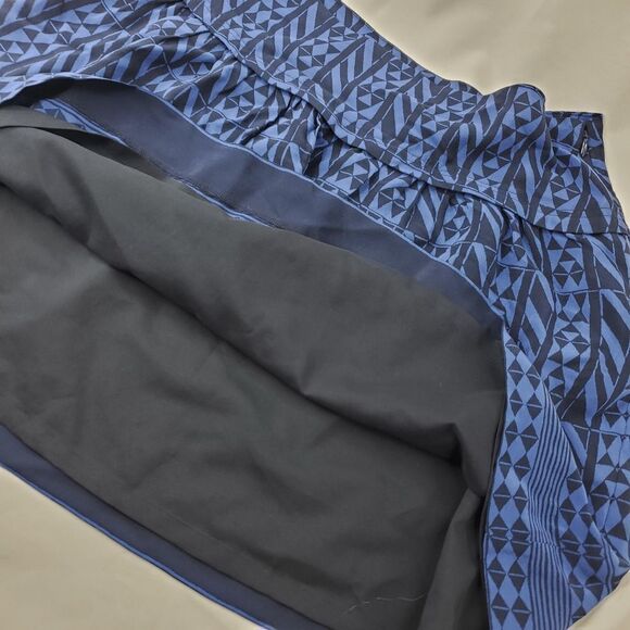 SILK 6 8 MADEWELL BLACK BLUE geometric print lined preppy mini SKIRT medium - Picture 9 of 11